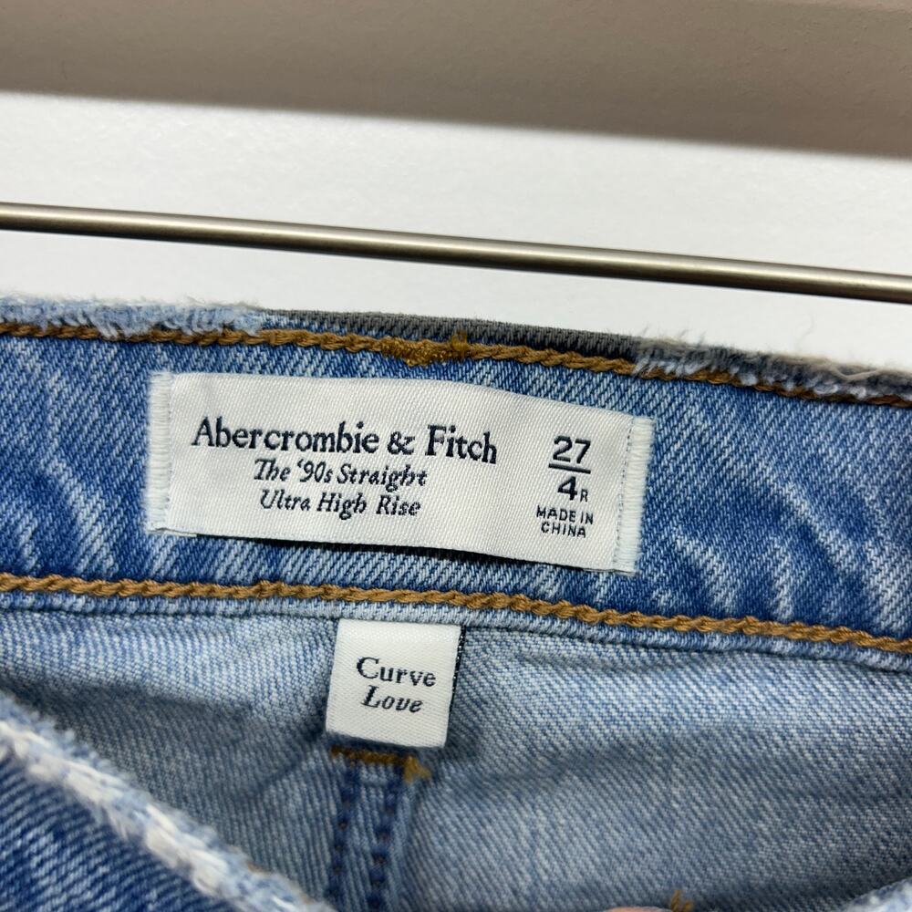 Abercrombie Curve Love 90s Straight Ultra High Rise Jeans 27/4 Slit High Waist - Picture 6 of 6